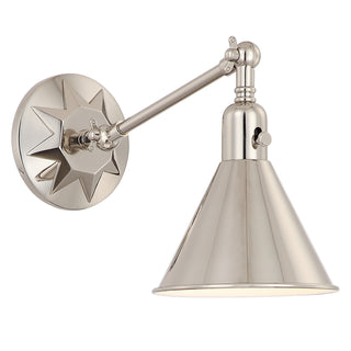 Buy polished-nickel-and-metal-shade Morgan Sconce by Crystorama
