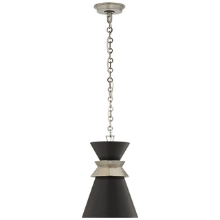 Buy antique-nickel-with-matte-black-glass-and-black-shade Alborg Outdoor (Damp) Pendant by Visual Comfort Signature