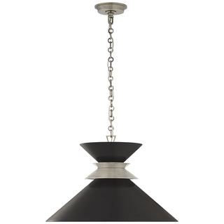 Buy antique-nickel-with-matte-black-glass Alborg Outdoor (Damp) Pendant by Visual Comfort Signature