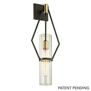 Buy textured-bronze-brushed-brass-with-clear-glass Raef Sconce by Troy Lighting