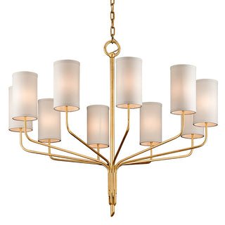 Buy gold-leaf-with-off-white-hardback-linen-glass Juniper Chandelier by Troy Lighting