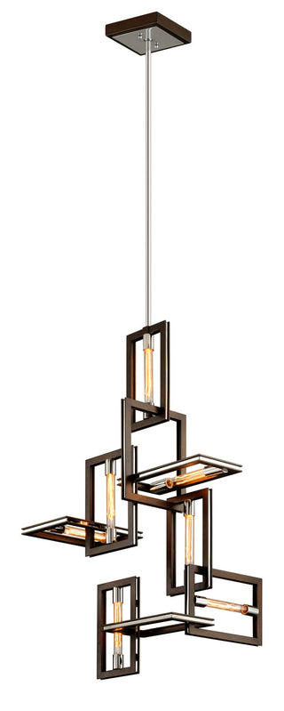 Troy Lighting - F6187 - Seven Light Pendant - Enigma - Bronze With Polished Stainless from Lighting & Bulbs Unlimited in Charlotte, NC