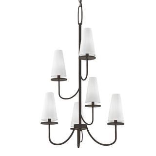 Buy textured-bronze-with-off-white-glass Marcel Chandelier by Troy Lighting