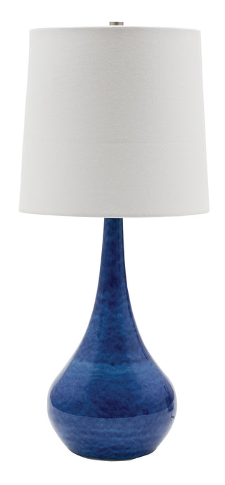 Buy blue-gloss-with-white-linen-hardback-glass Scatchard Table Lamp by House of Troy