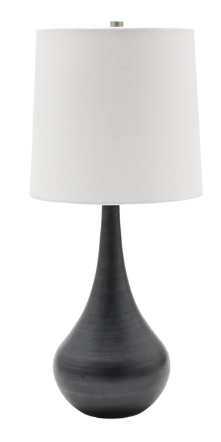 Buy black-matte-with-white-linen-hardback-glass Scatchard Table Lamp by House of Troy