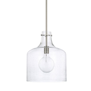 Buy brushed-nickel-with-clear-seeded-3-x15-glass-and-clear-textured-shade Crawford Pendant by Capital Lighting