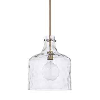 Buy aged-brass-with-clear-water-3-x15-glass-and-clear-textured-shade Crawford Pendant by Capital Lighting