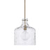 Aged Brass with Clear Water 3``x15`` Glass and Clear Textured Shade