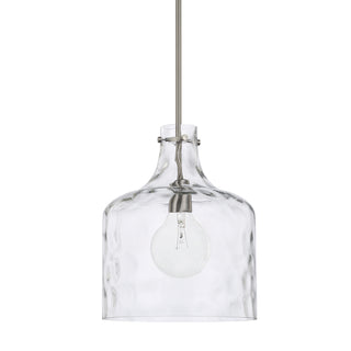 Buy brushed-nickel-with-clear-water-3-x15-glass-and-clear-textured-shade Crawford Pendant by Capital Lighting