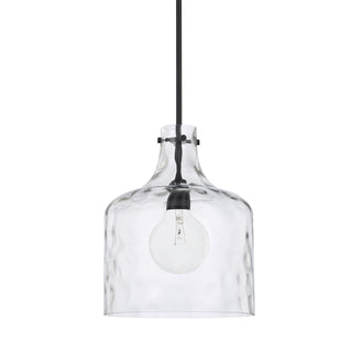 Buy matte-black-with-clear-water-3-x15-glass-and-clear-textured-shade Crawford Pendant by Capital Lighting