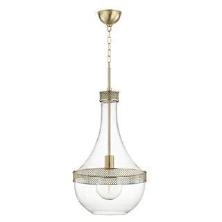 Buy aged-brass-with-clear-glass Hagen Outdoor (Damp) Pendant by Hudson Valley