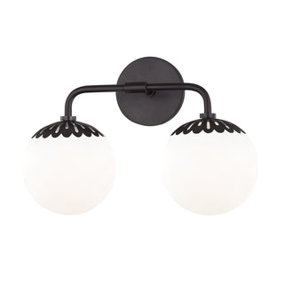 Buy old-bronze-with-white-glass-and-white-shade Paige Vanity by Mitzi