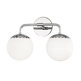 Buy polished-nickel-with-white-glass-and-white-shade Paige Vanity by Mitzi