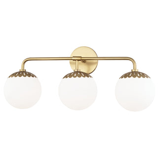 Buy aged-brass-with-white-glass-and-white-shade Paige Vanity by Mitzi