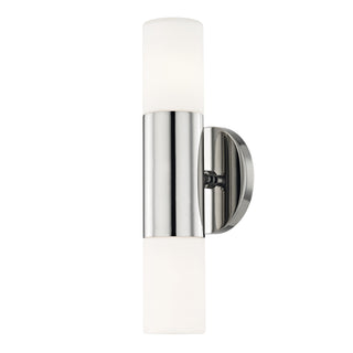 Buy polished-nickel-with-opal-matte-glass-and-white-shade Lola Outdoor (Damp) Sconce by Mitzi