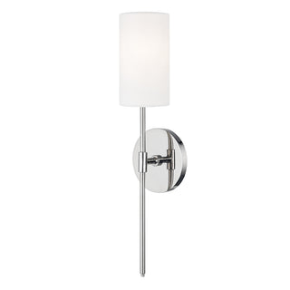 Buy polished-nickel-with-white-glass-and-white-shade Olivia Outdoor (Damp) Sconce by Mitzi