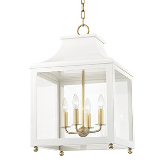 Buy aged-brass-soft-off-white-with-clear-glass Leigh Outdoor (Damp) Hanging Lanterns by Mitzi