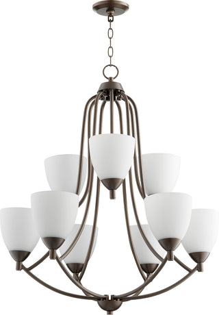Buy oiled-bronze-with-satin-opal-glass Barkley Chandelier by Quorum
