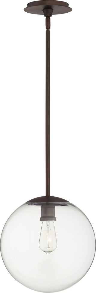 Buy oiled-bronze-and-clear-shade Globe Pendants Outdoor (Damp) Pendant by Quorum