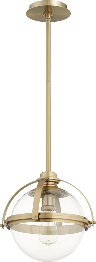 Buy aged-brass Meridian Globe Pendants Outdoor (Damp) Pendant by Quorum