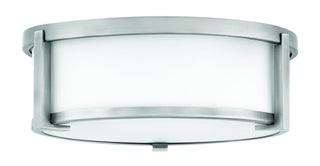 Buy antique-nickel-with-etched-opal-glass Lowell Outdoor (Damp) Flush Mount Ceiling Light by Hinkley
