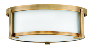 Buy brushed-bronze-with-etched-opal-glass Lowell Outdoor (Damp) Flush Mount Ceiling Light by Hinkley
