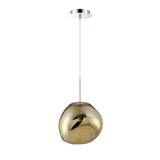Buy chrome-with-globe-amber-glass-glass-and-gold-shade Bankwell Pendant by Eurofase