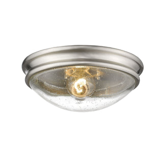 Buy brushed-nickel-with-clear-seeded-glass Outdoor (Damp) Flush Mount Light by Millennium