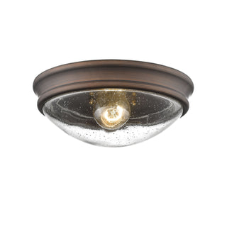 Buy rubbed-bronze-with-clear-seeded-glass Outdoor (Damp) Flush Mount Light by Millennium