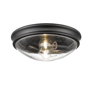 Buy matte-black-with-clear-seeded-glass Outdoor (Damp) Flush Mount Light by Millennium