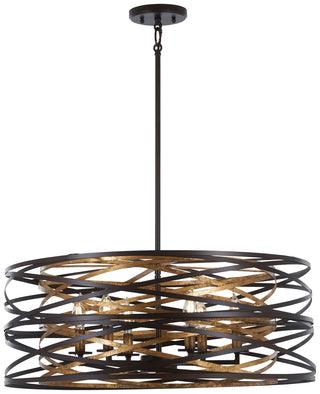 Buy dark-bronze-w-mosaic-gold-interior-with-dark-bronze-w-mosaic-gold-inte-glass-and-metal-shade Vortic Flow Pendant by Minka-Lavery