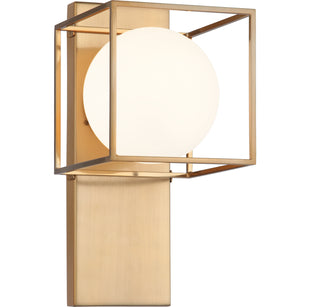 Buy aged-gold-brass-with-frosted-glass-glass-and-white-shade Squircle Sconce by Matteo Lighting