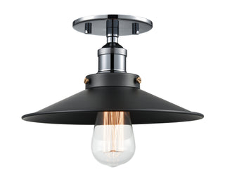 Buy chrome-with-black-glass-and-metal-shade Bulstrode'S Workshop Outdoor (Damp) Flush Mount Ceiling Light by Matteo Lighting