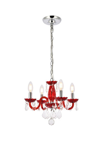Buy red-and-red-shade Rococo Pendant by Elegant Lighting