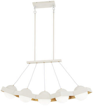 Buy textured-white-exterior-with-gold-leaf-interior-with-etched-white-glass-and-white-shade Five-O Pendant by George Kovacs