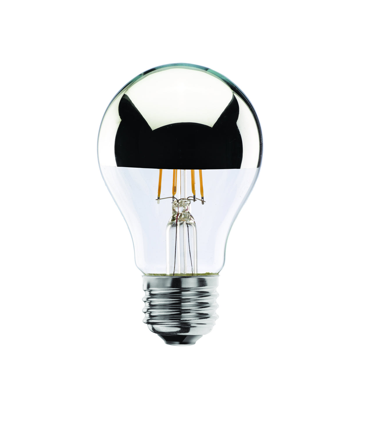 4 Watt E26 A19 120V Indoor LED 2700k Light Bulb by Bulbrite – Finish: Half Chrome – CRI: 80 – Beam Spread: 4.50 – Bulbrite-776671