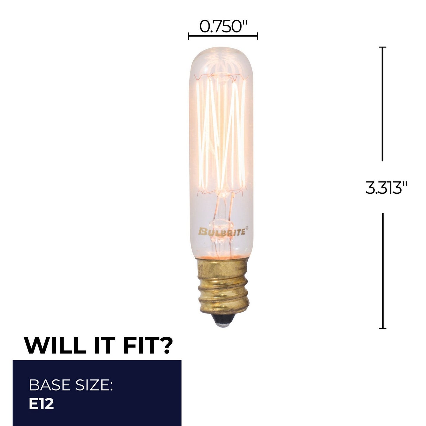 Tubular 25 Watt E12 Candelabra T6 120V Incandescent 2200k Light Bulb by Bulbrite