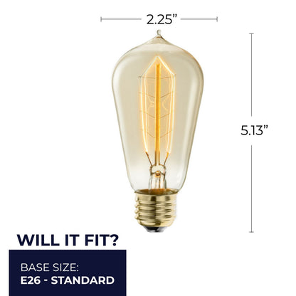 Antique 40 Watt E26 Medium ST18 120V Incandescent 2200k Light Bulb by Bulbrite
