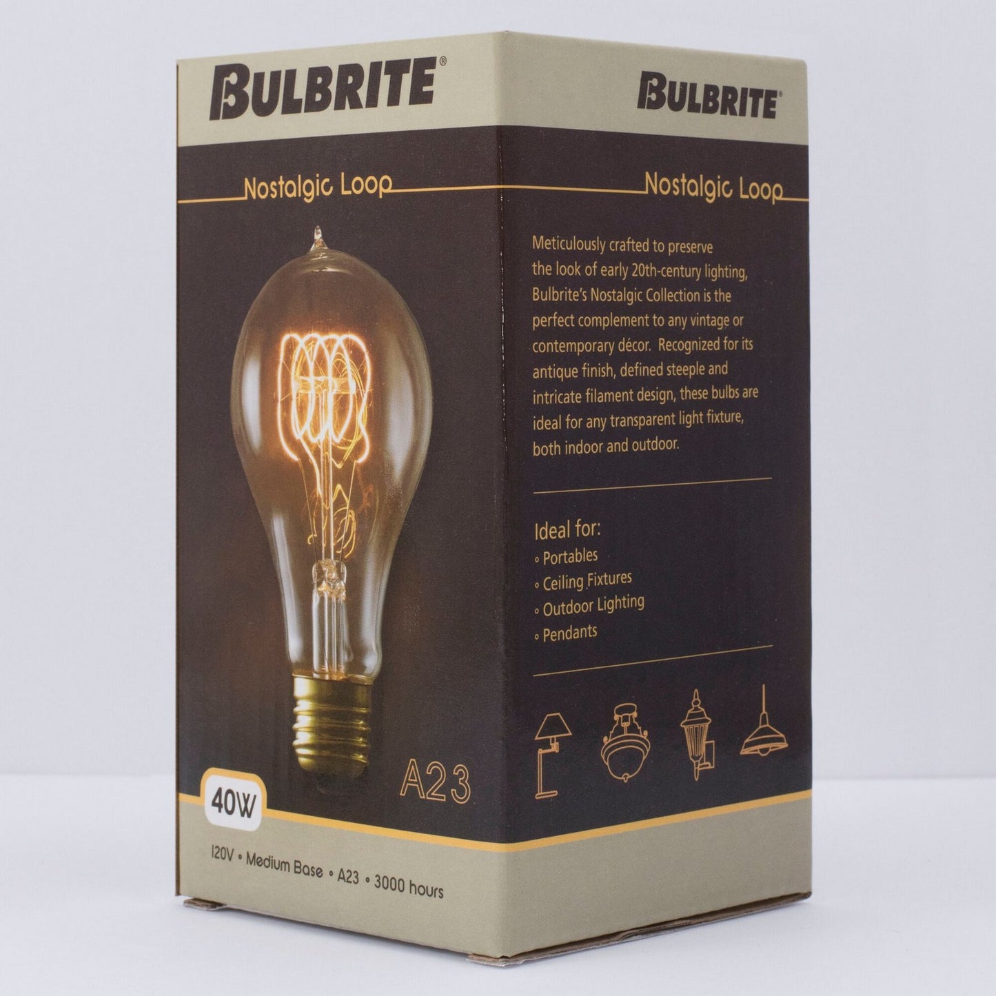 Antique 40 Watt E26 Medium A19 120V Incandescent 2200k Light Bulb by Bulbrite