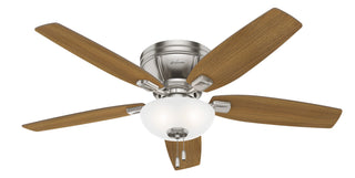 Buy brushed-nickel-finish-with-natural-wood-and-reversible-american-walnut-blades Kenbridge Hugger Ceiling Fan with Light by Hunter