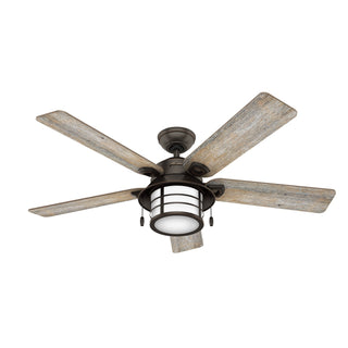 Buy onyx-bengal-finish-with-drifted-oak-and-reversible-barnwood-blades Key Biscayne Outdoor (Damp) Ceiling Fan with Light by Hunter