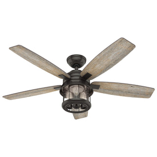 Buy noble-bronze-finish-with-drifted-oak-and-reversible-barnwood-blades Coral Bay Outdoor (Damp) Ceiling Fan with Light by Hunter