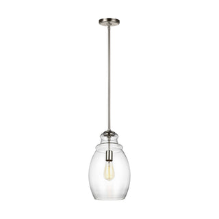 Buy satin-nickel-with-clear-glass-and-clear-shade Marino Outdoor (Damp) Pendant by Generation Lighting