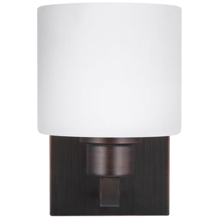 Buy bronze-with-etched-white-inside-glass-and-opal-shade Canfield Vanity by Generation Lighting