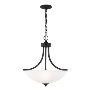 Buy midnight-black-with-satin-etched-glass Geary Outdoor (Damp) Pendant by Generation Lighting