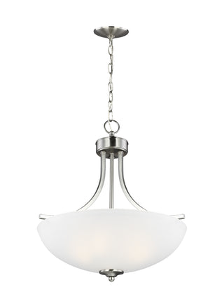 Buy brushed-nickel-with-satin-etched-glass Geary Outdoor (Damp) Pendant by Generation Lighting