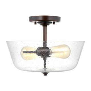 Buy bronze-with-clear-seeded-glass Belton Outdoor (Damp) Semi-Flush Mount Ceiling Light by Generation Lighting