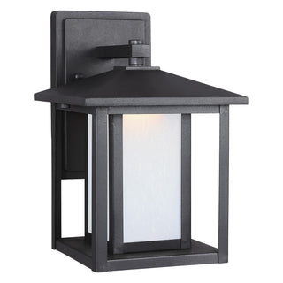 Buy black-with-etched-seeded-glass Hunnington Outdoor (Wet) Wall Lantern by Generation Lighting