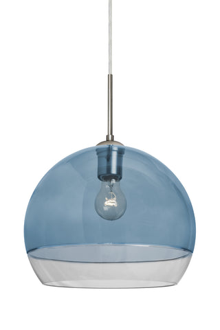 Buy satin-nickel-with-blue-clear-glass-and-blue-shade Ally Pendant by Besa