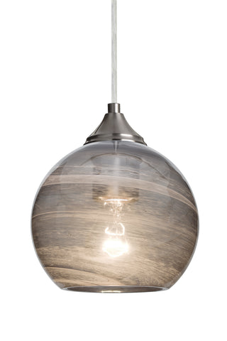 Buy satin-nickel-with-vapor-smoke-glass-and-smoke-shade Jilly Pendant by Besa